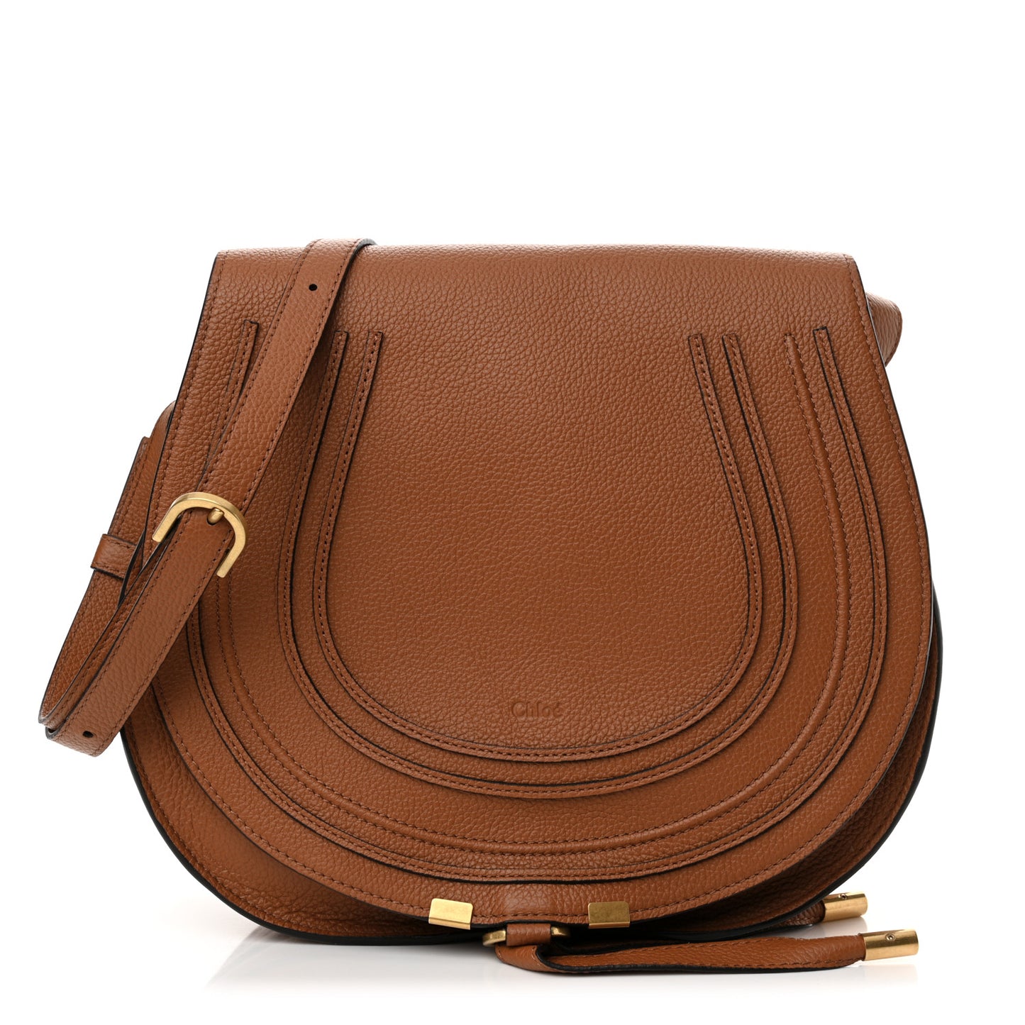 Calfskin Medium Marcie Round Crossbody Bag Tan