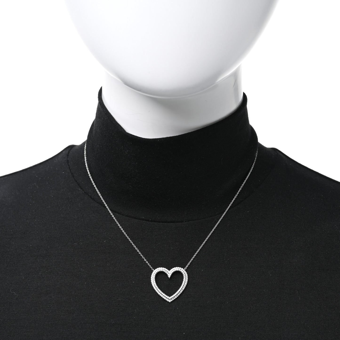 Platinum Diamond Large Metro Heart Pendant Necklace