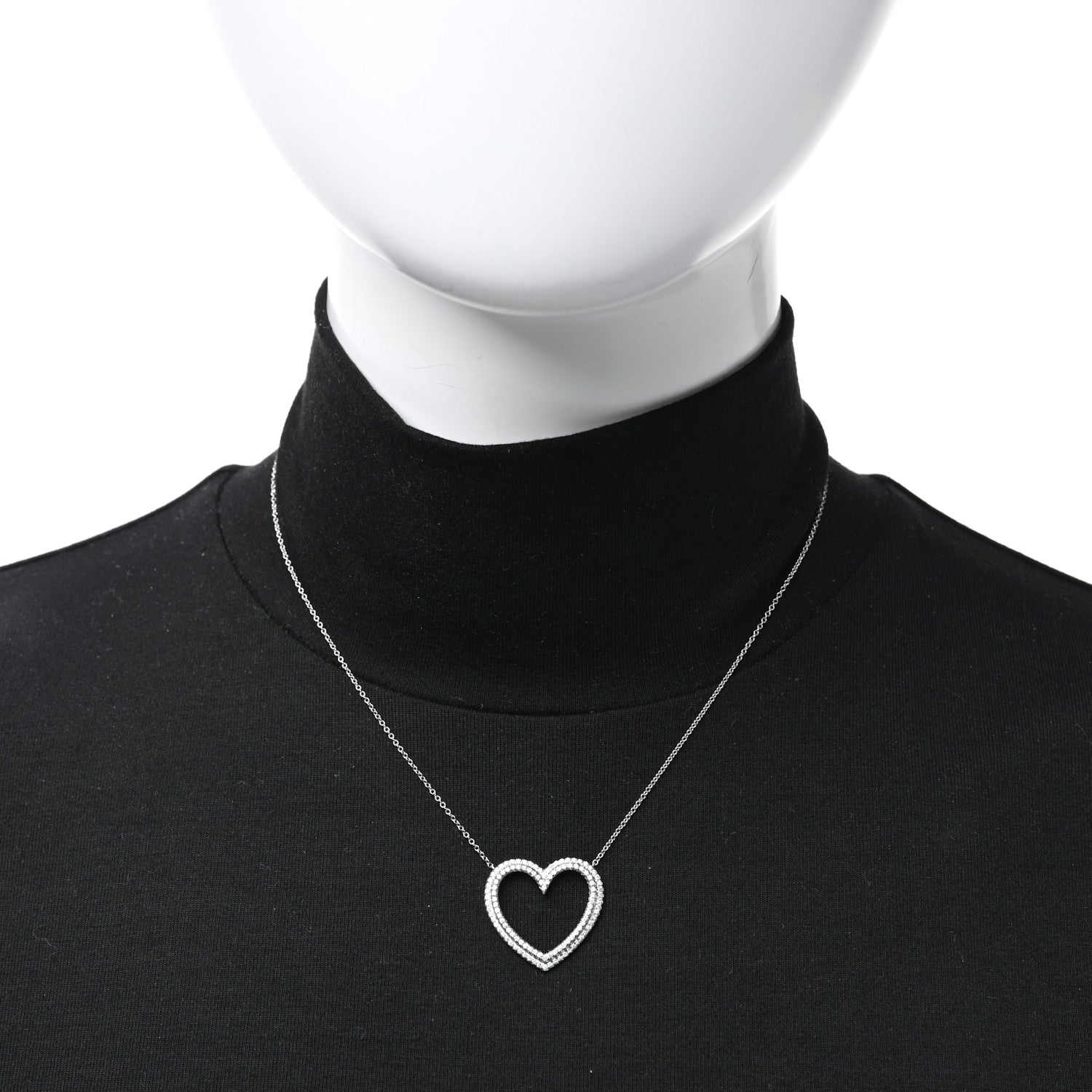 Tiffany Platinum Diamond Large Metro Heart Pendant Necklace 2 of 5