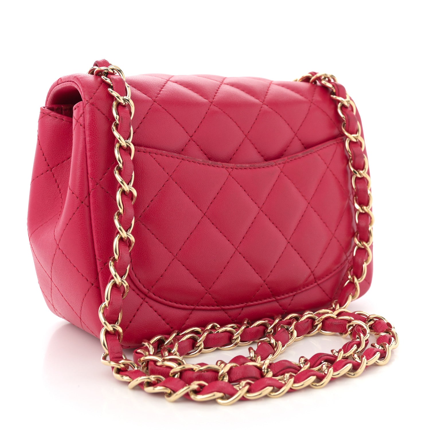 Chanel Lambskin Quilted Mini Square Flap Dark Pink 3 of 14