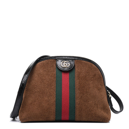 Gucci Suede Patent Web Small Ophidia Dome Shoulder Bag Nocciola Black 1 of 19