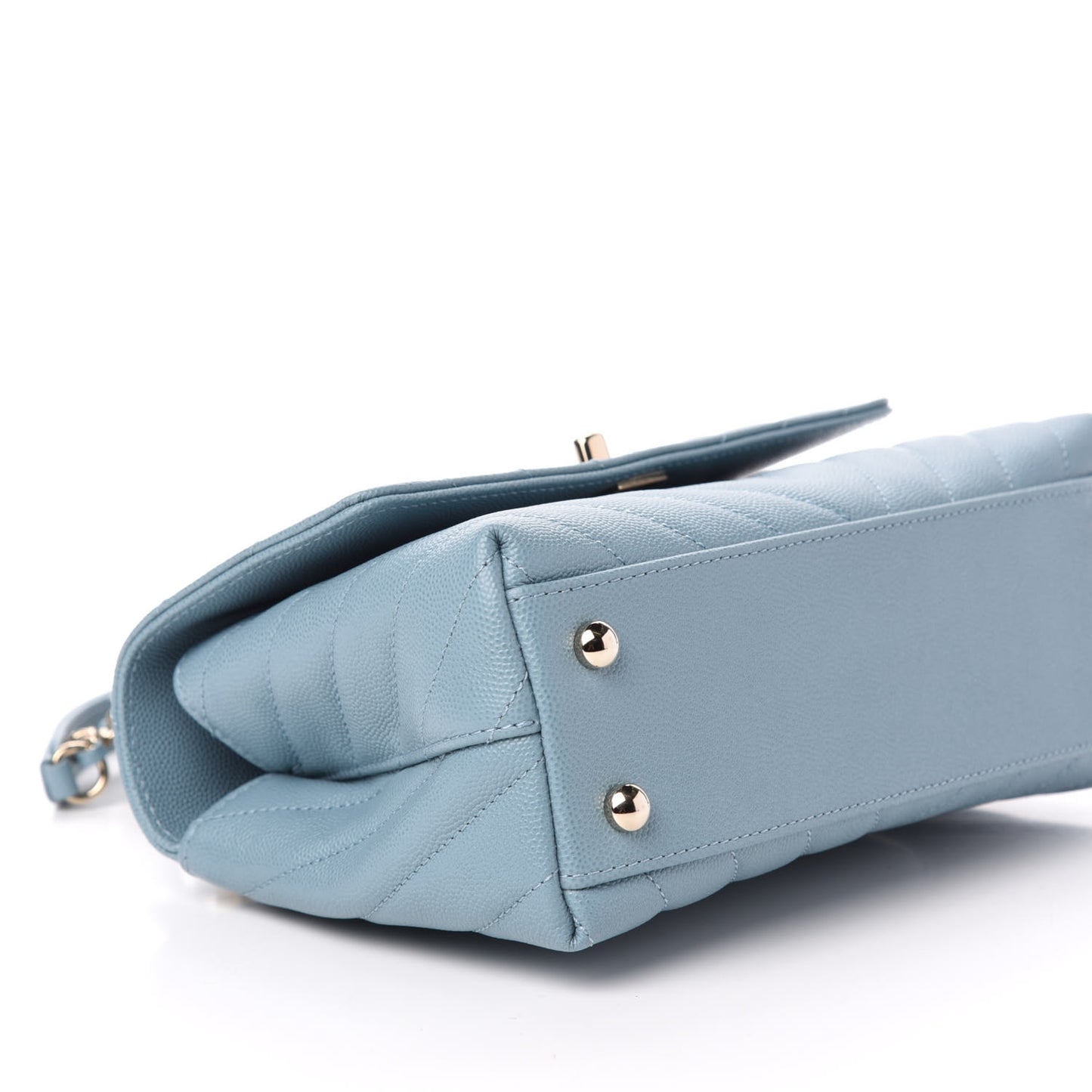 Caviar Chevron Quilted Mini Coco Handle Flap Sky Blue