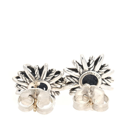 David Yurman Sterling Silver Diamond 16mm Starburst Earrings 3 of 5