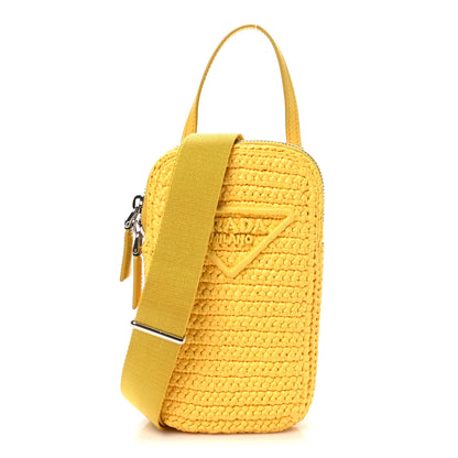 Prada Yarn Raffia Effect Crochet Mini Crossbody Bag Giallo 1 of 10