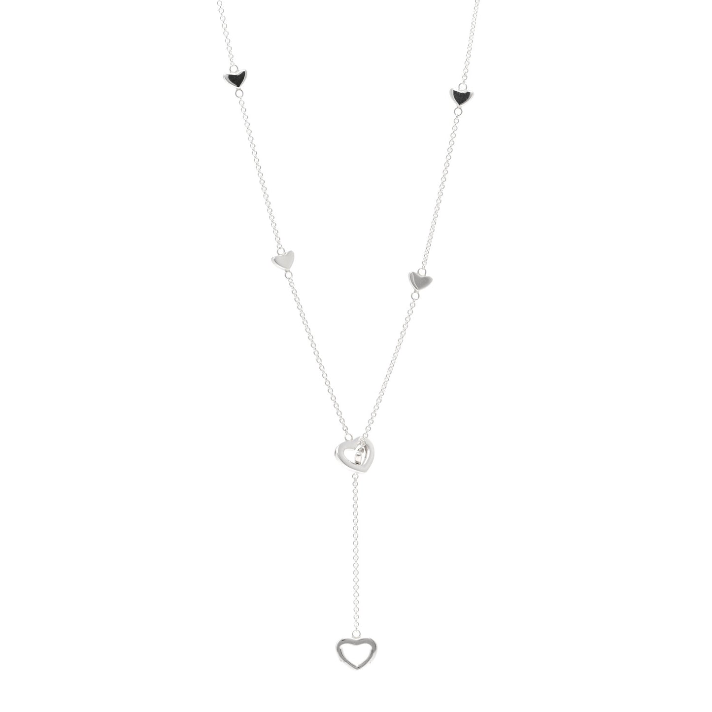 Sterling Silver Heart Lariat Necklace