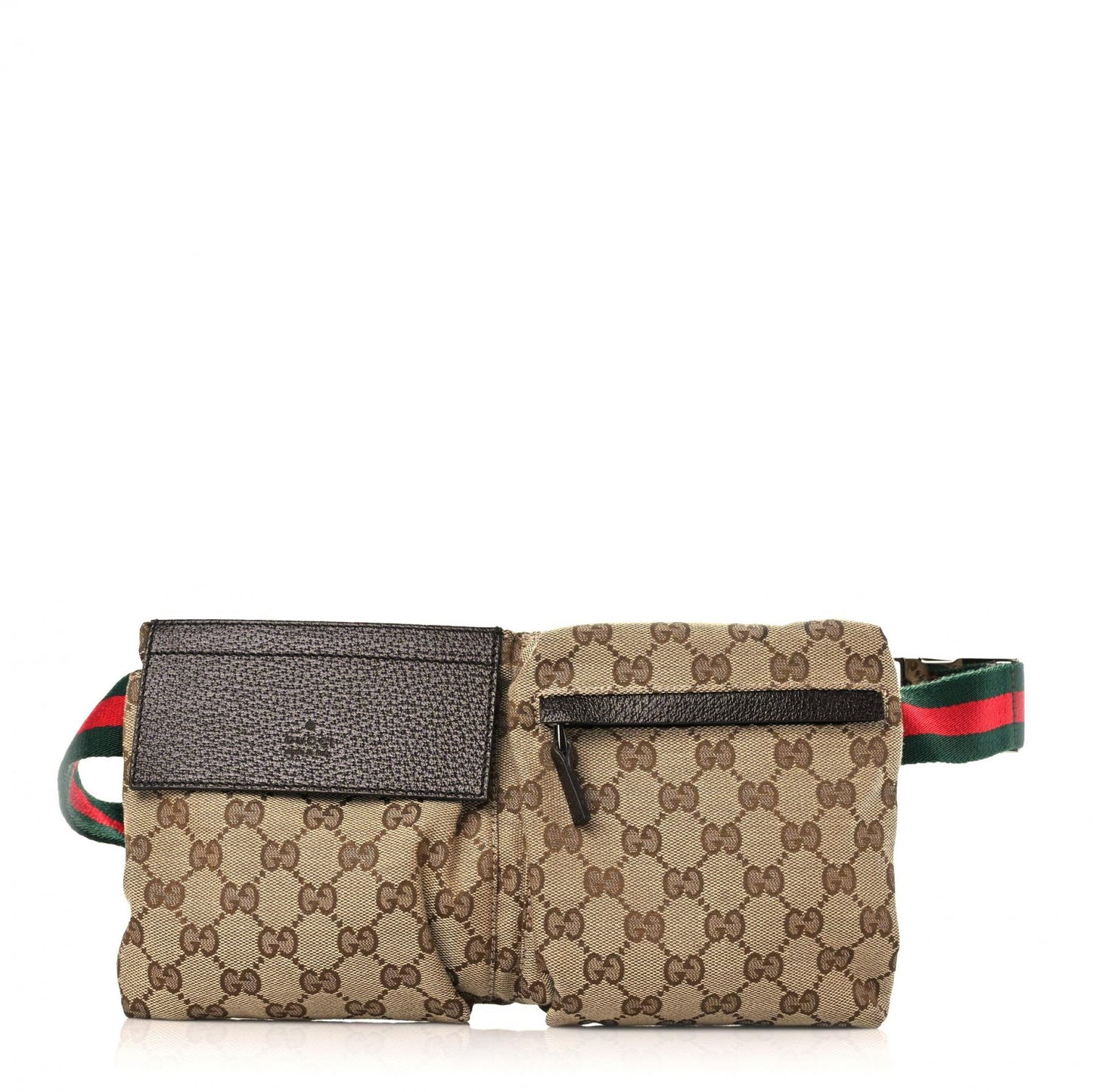 GG Monogram Double Pocket Belt Bag Dark Brown