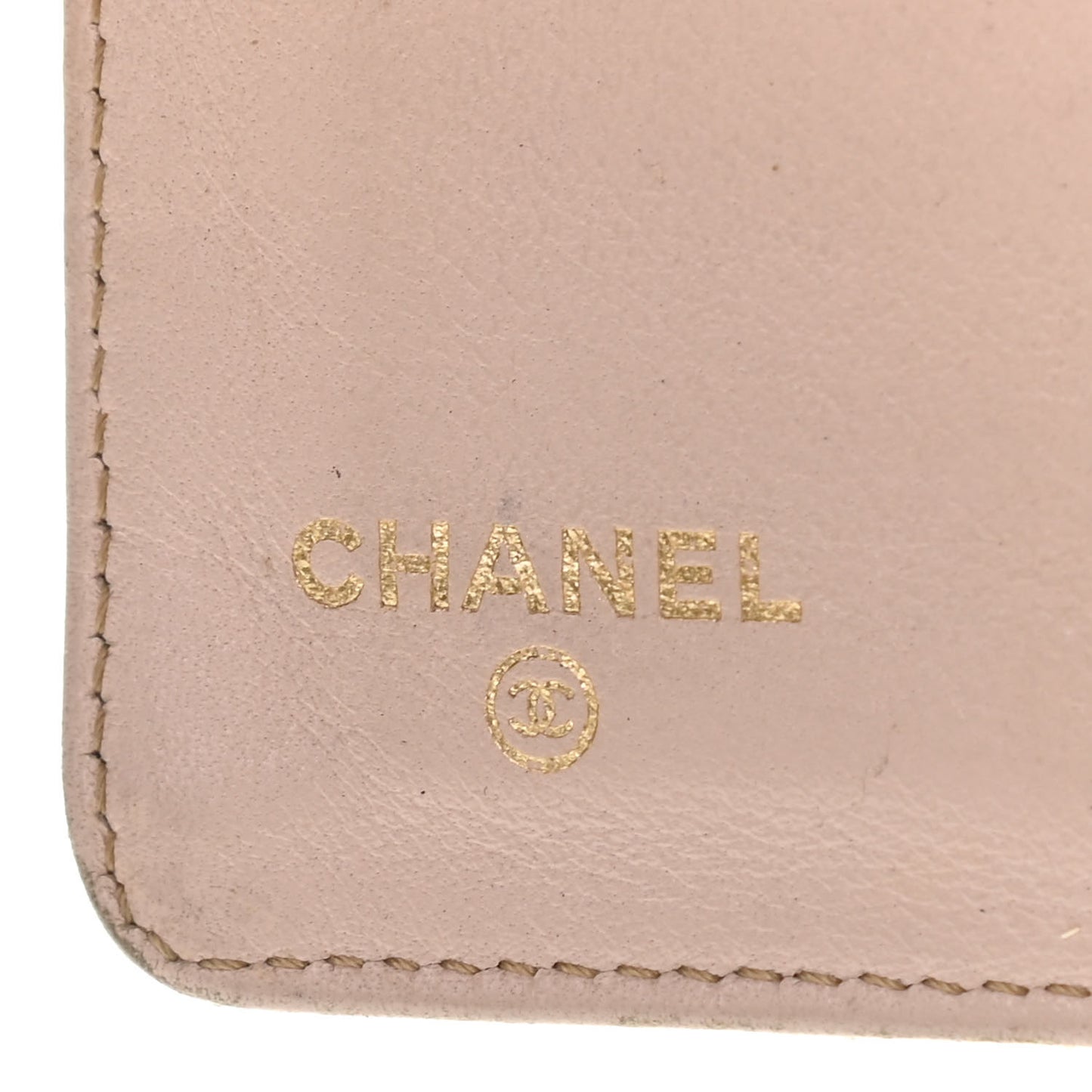 Metallic Calfskin Diamond Stitched Yen Wallet Gold
