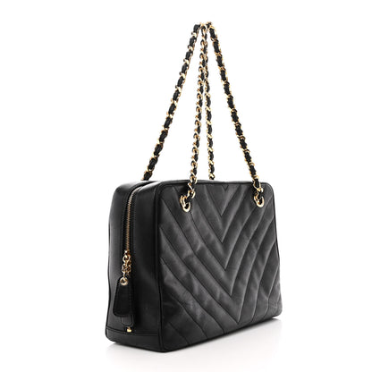 Chanel Lambskin Chevron Quilted Camera Case Black 3 of 13