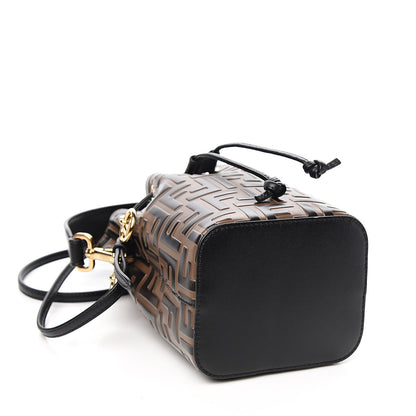 Fendi Vitello Liberty F is Fendi Bi-Color FF 1974 Embossed Mini Mon Tresor Bucket Bag Maya Black 3 of 10