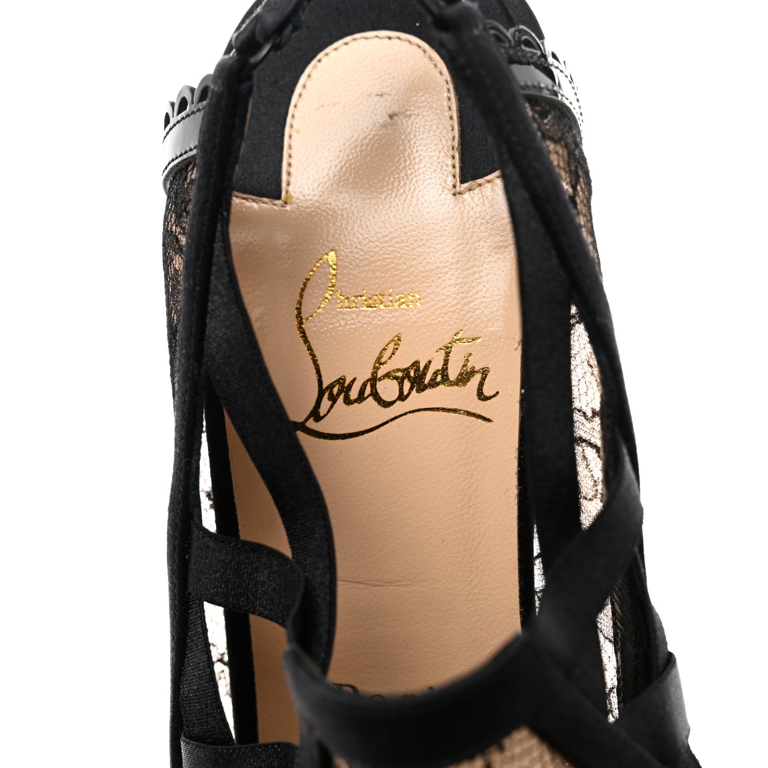 Christian Louboutin Satin Lace Chantilly Guiptik 150 Pumps 38 Black 7 of 8