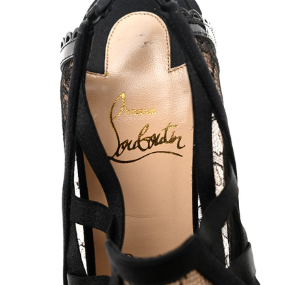 Christian Louboutin Satin Lace Chantilly Guiptik 150 Pumps 38 Black 7 of 8