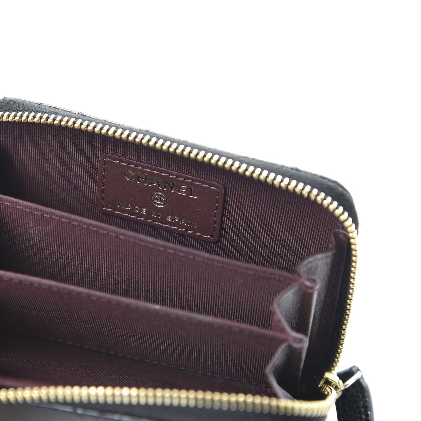 Caviar Quilted Zip Coin Purse Black