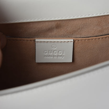 Gucci Calfskin Embroidered Mini Sylvie Top Handle Bag White 9 of 11