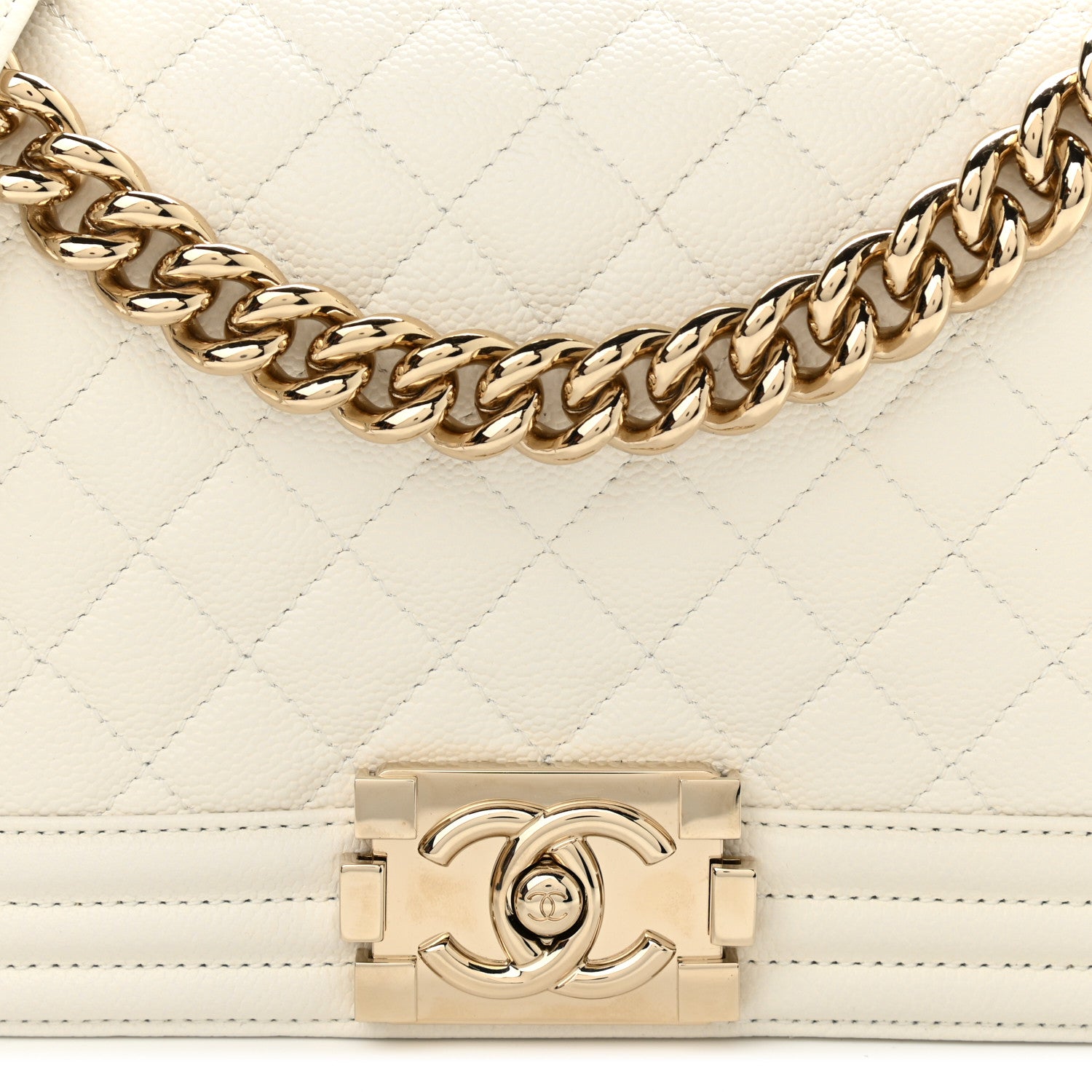 Chanel Caviar Quilted Medium Boy Flap White 7 of 9