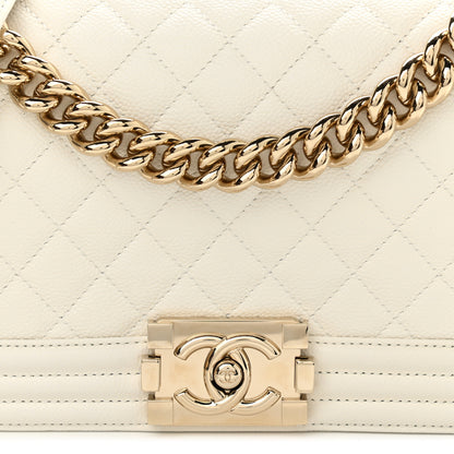 Chanel Caviar Quilted Medium Boy Flap White 7 of 9