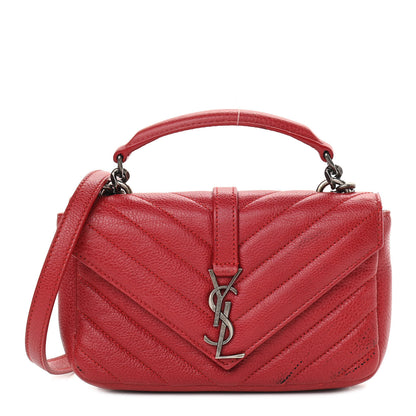 Saint Laurent Sheepskin Matelasse Chevron Monogram College Chain Wallet New Red 1 of 8
