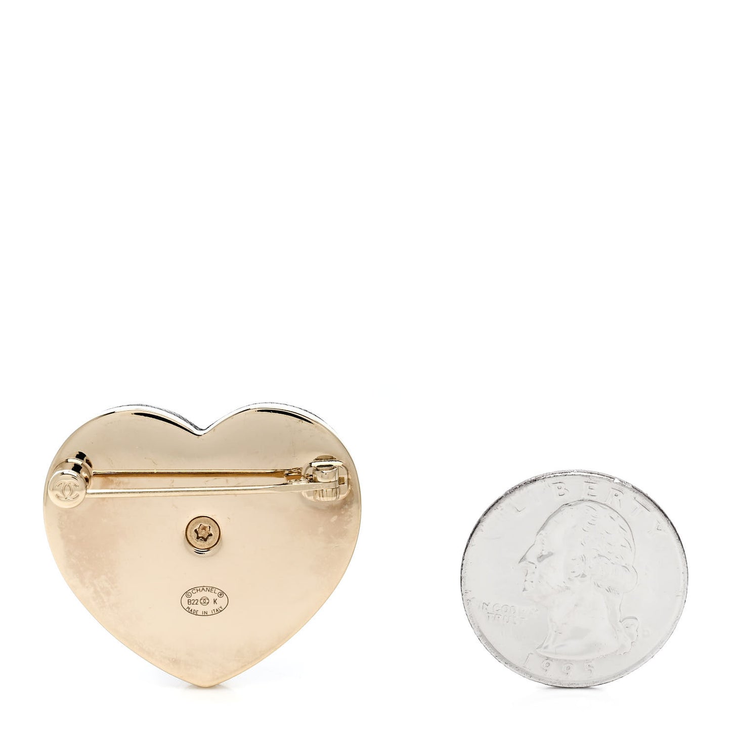 Lambskin CC Heart Brooch Gold Black