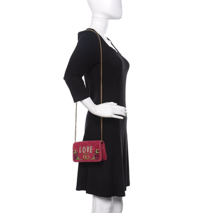 Gucci Velvet Matelasse Love Embroidered GG Marmont Mini Bag Light Raspberry Rose 2 of 11