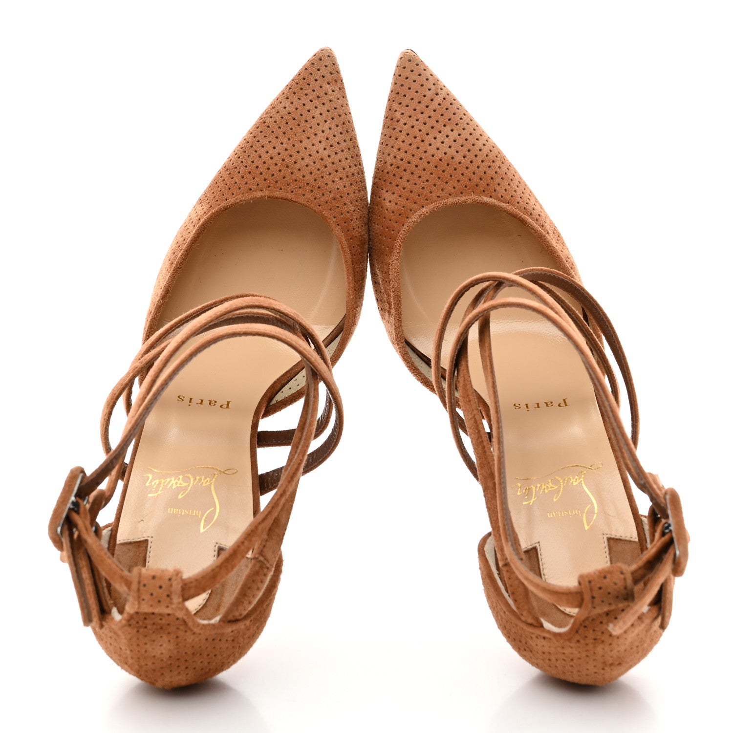 Christian Louboutin Veau Velours Perforated Victorilla 100 Pumps 37.5 Biscotto 2 of 8