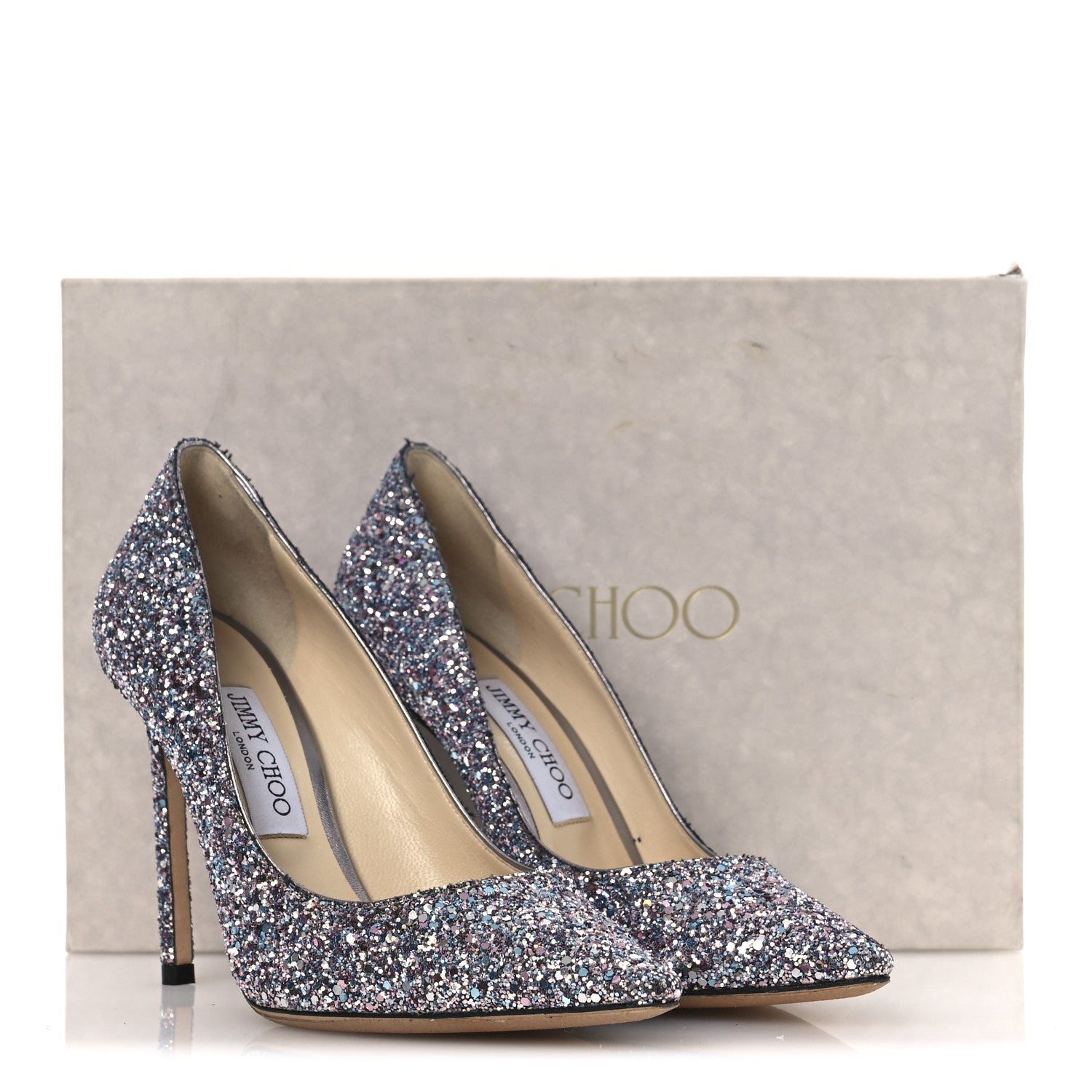 Jimmy Choo Coarse Glitter Degrade Pointy Toe Romy 100 Pumps 40 Bubblegum Multicolor 36 of 36