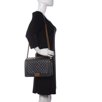 Chanel Metallic Calfskin Quilted New Medium Boy Flap Dark Grey 2 of 12