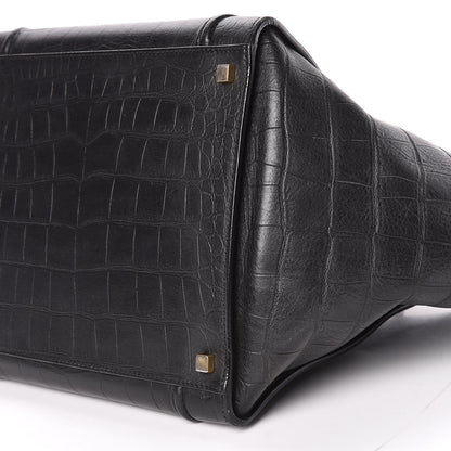 Celine Crocodile Embossed Calfskin Medium Phantom Luggage Black 6 of 17
