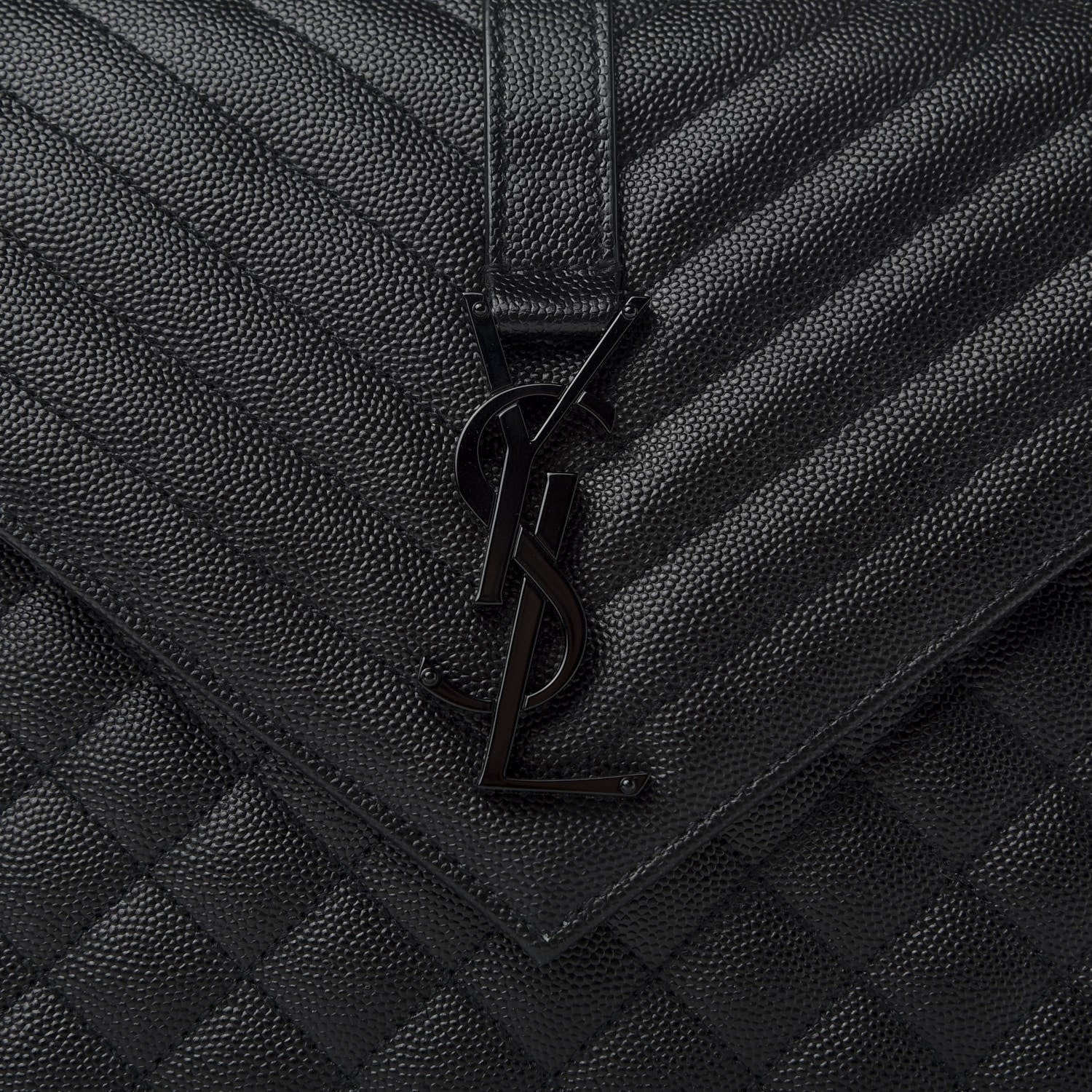 Saint Laurent Grain De Poudre Textured Mixed Matelasse Large Triquilt Monogram Monochrome Satchel Black 10 of 10
