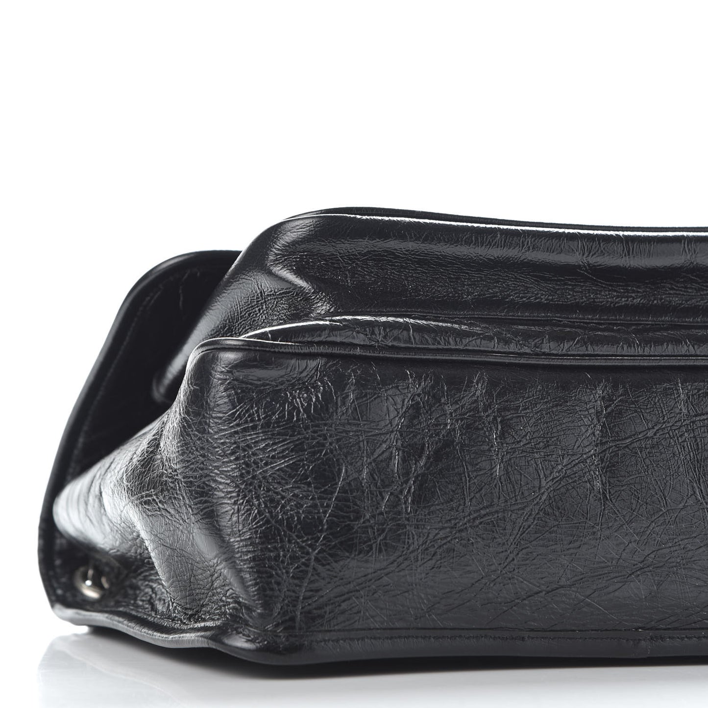 Crinkled Calfskin Matelasse Monogram Medium Niki Chain Satchel Black