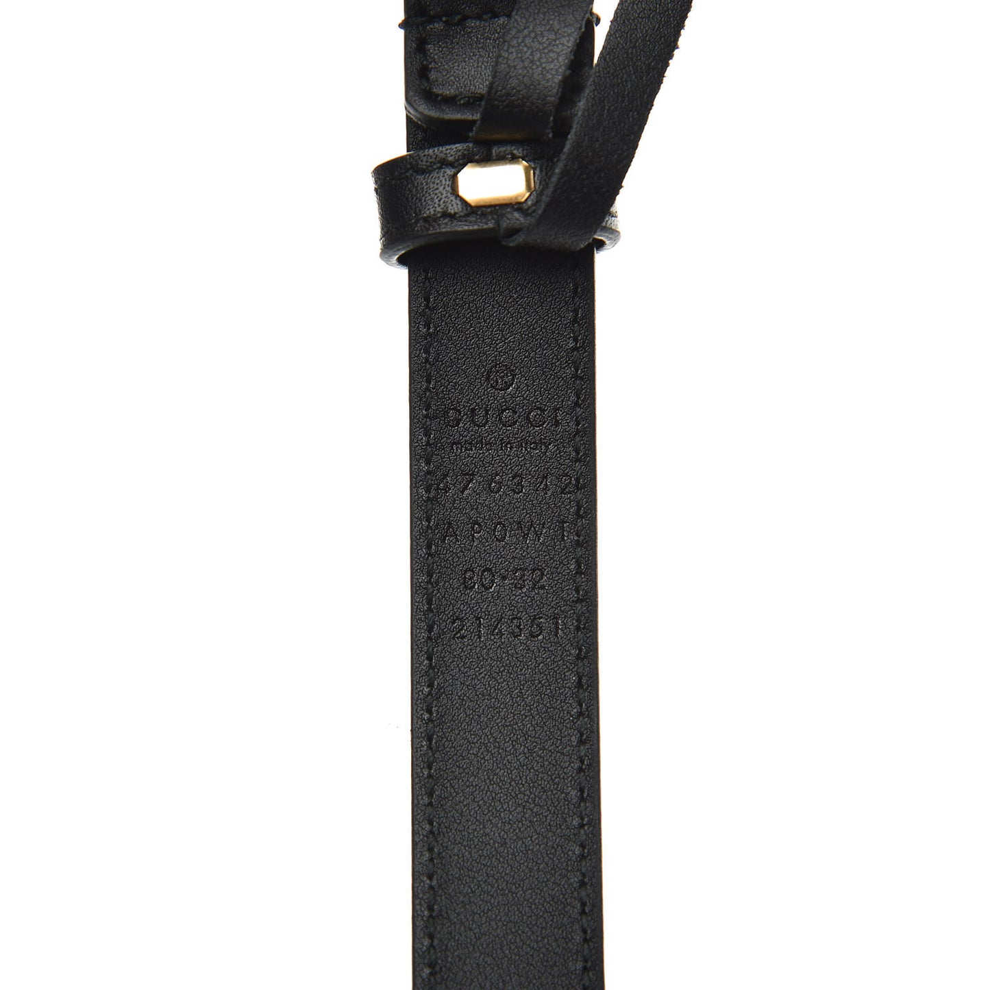 Moon Calfskin Pearl Double G 20mm Belt 80 32 Black Cream