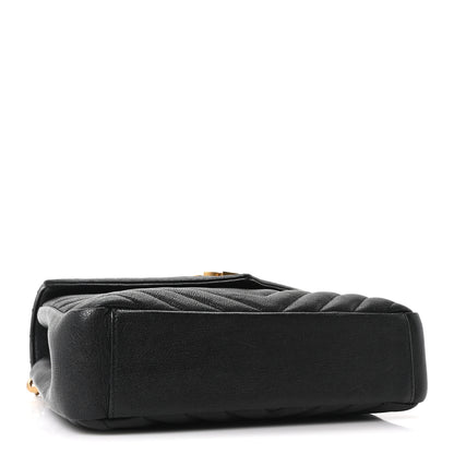 Saint Laurent Sheepskin Matelasse Chevron Monogram Medium College Bag Black 3 of 9