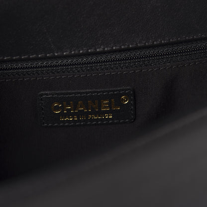 Chanel Calfskin Quilted New Medium Boy Top Handle Flap Black 8 of 11