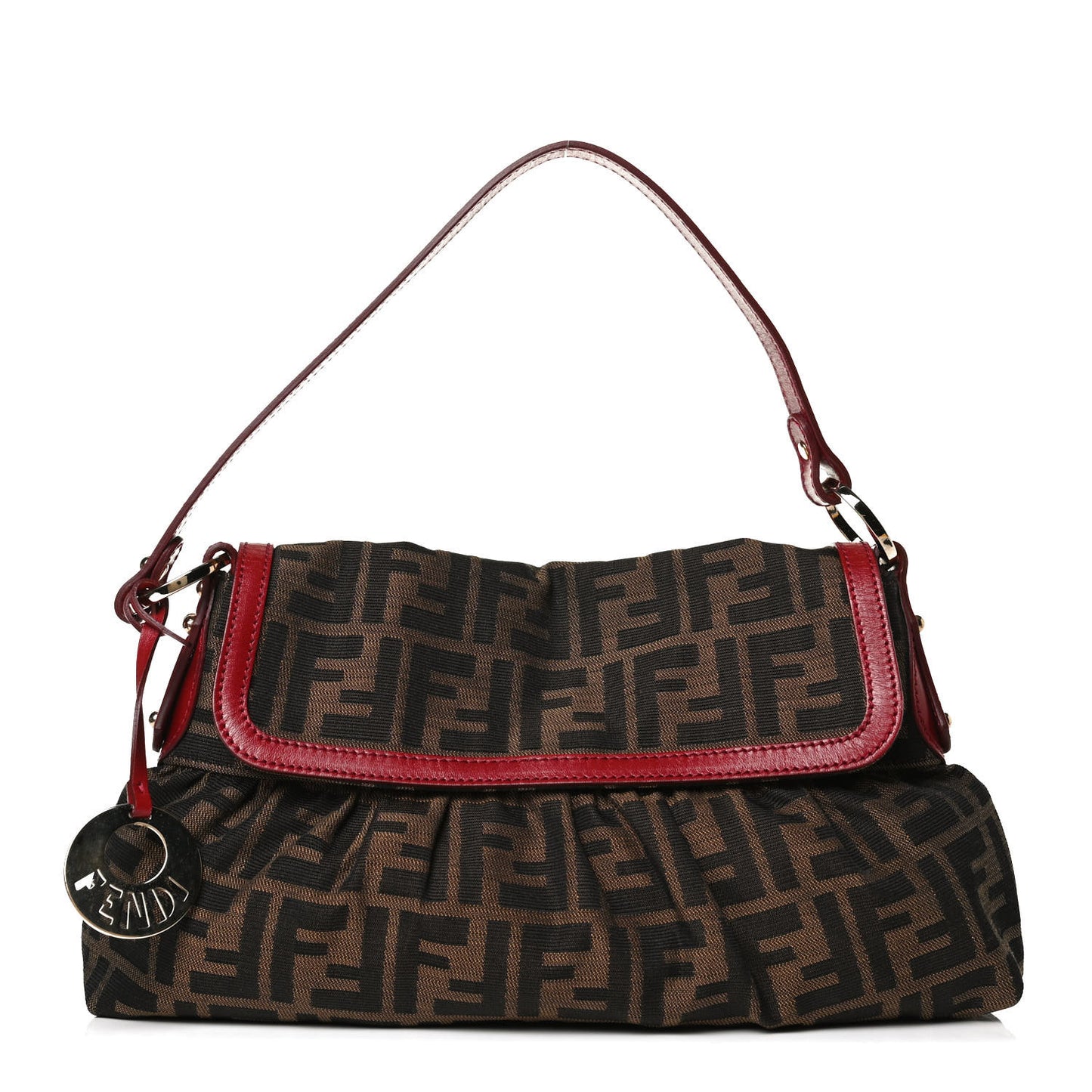 Zucca Cuoio Lucido Small Chef Shoulder Bag Tobacco Rosso Scuro