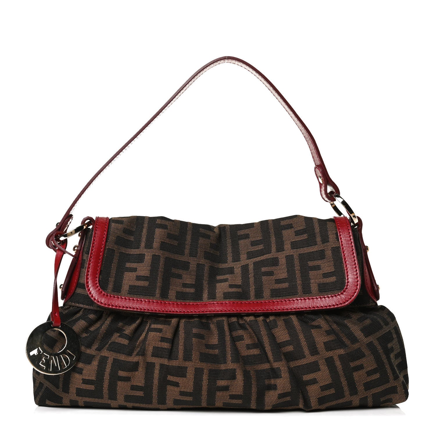 Fendi Zucca Cuoio Lucido Small Chef Shoulder Bag Tobacco Rosso Scuro 1 of 13