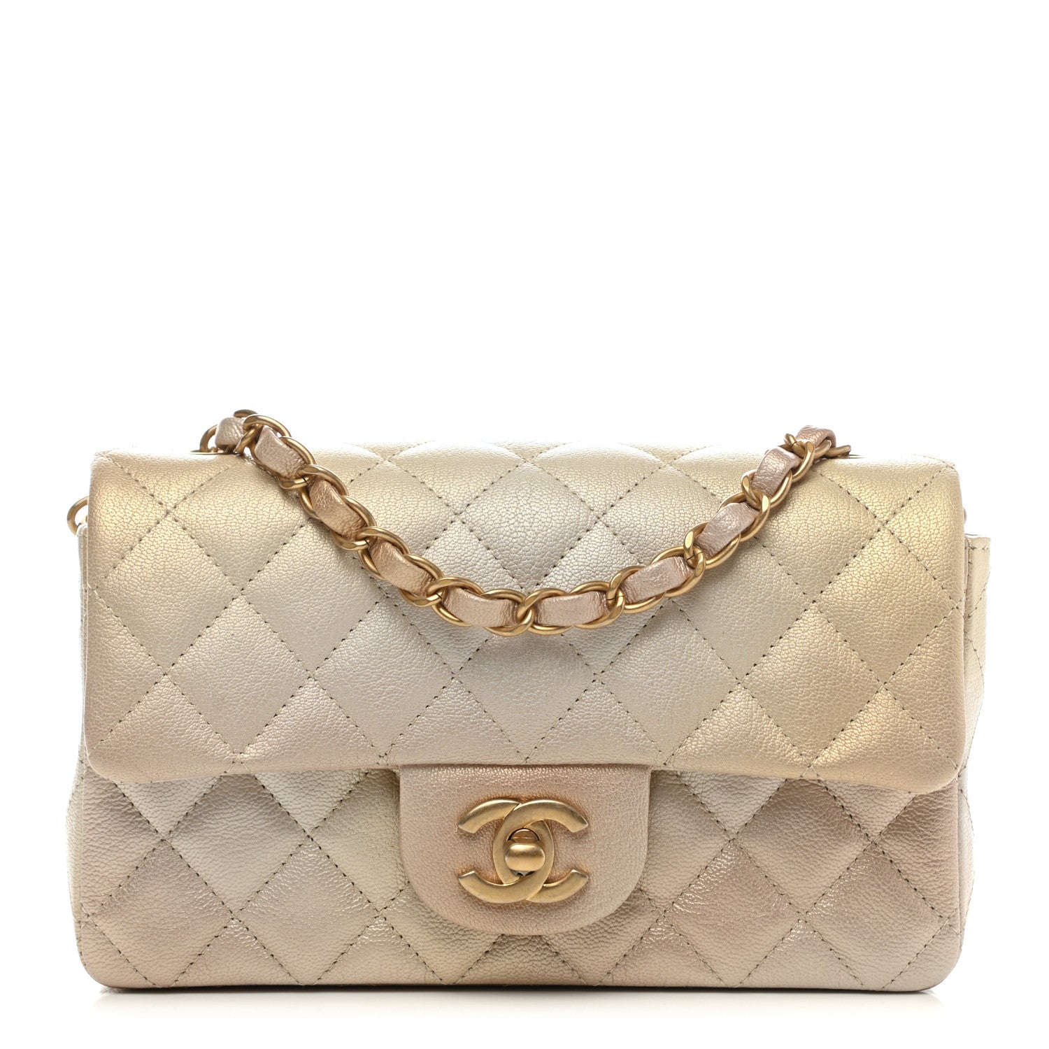 Chanel Metallic Goatskin Quilted Mini Rectangular Flap Gold 1 of 9