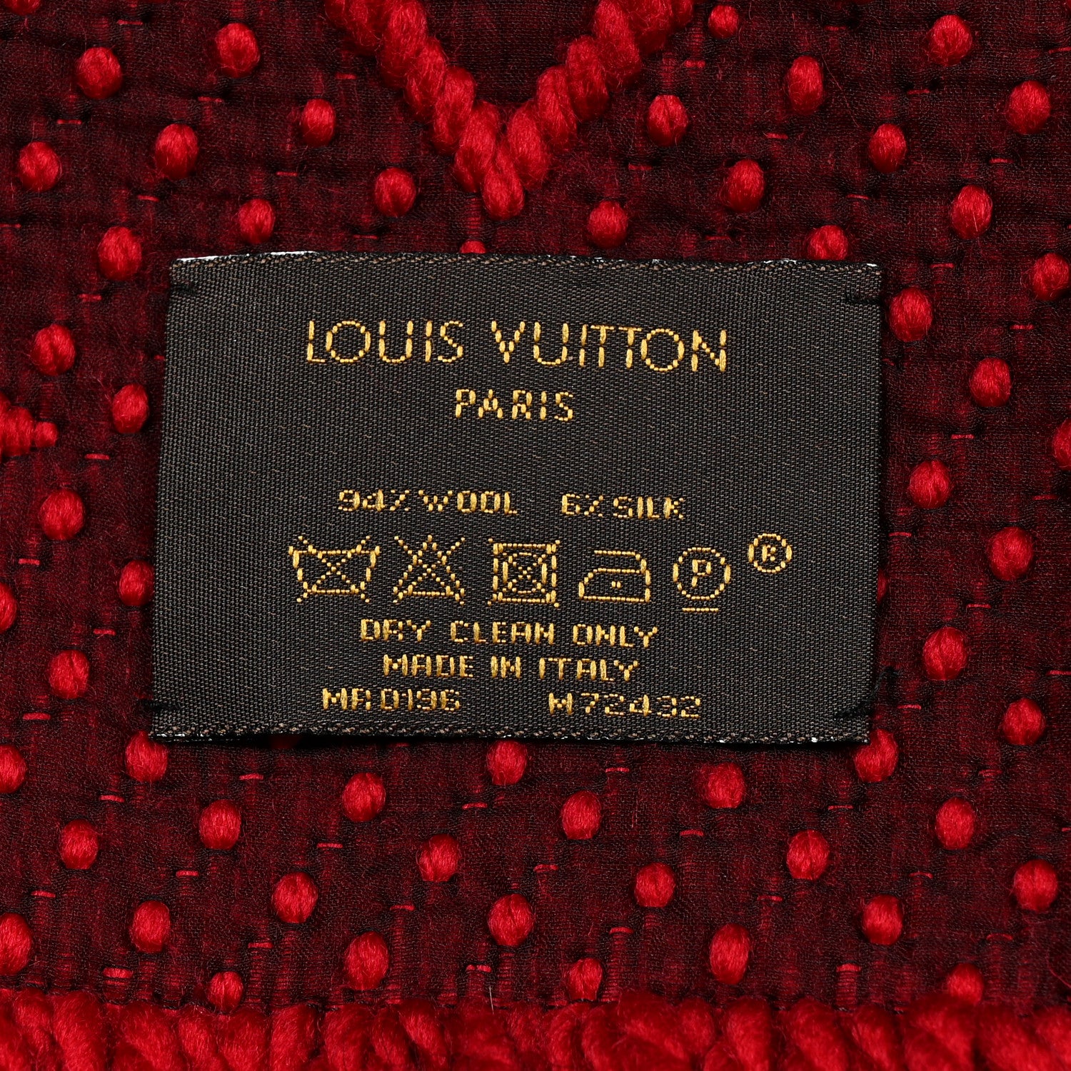 Louis Vuitton Wool Silk Logomania Scarf Rubis 3 of 3