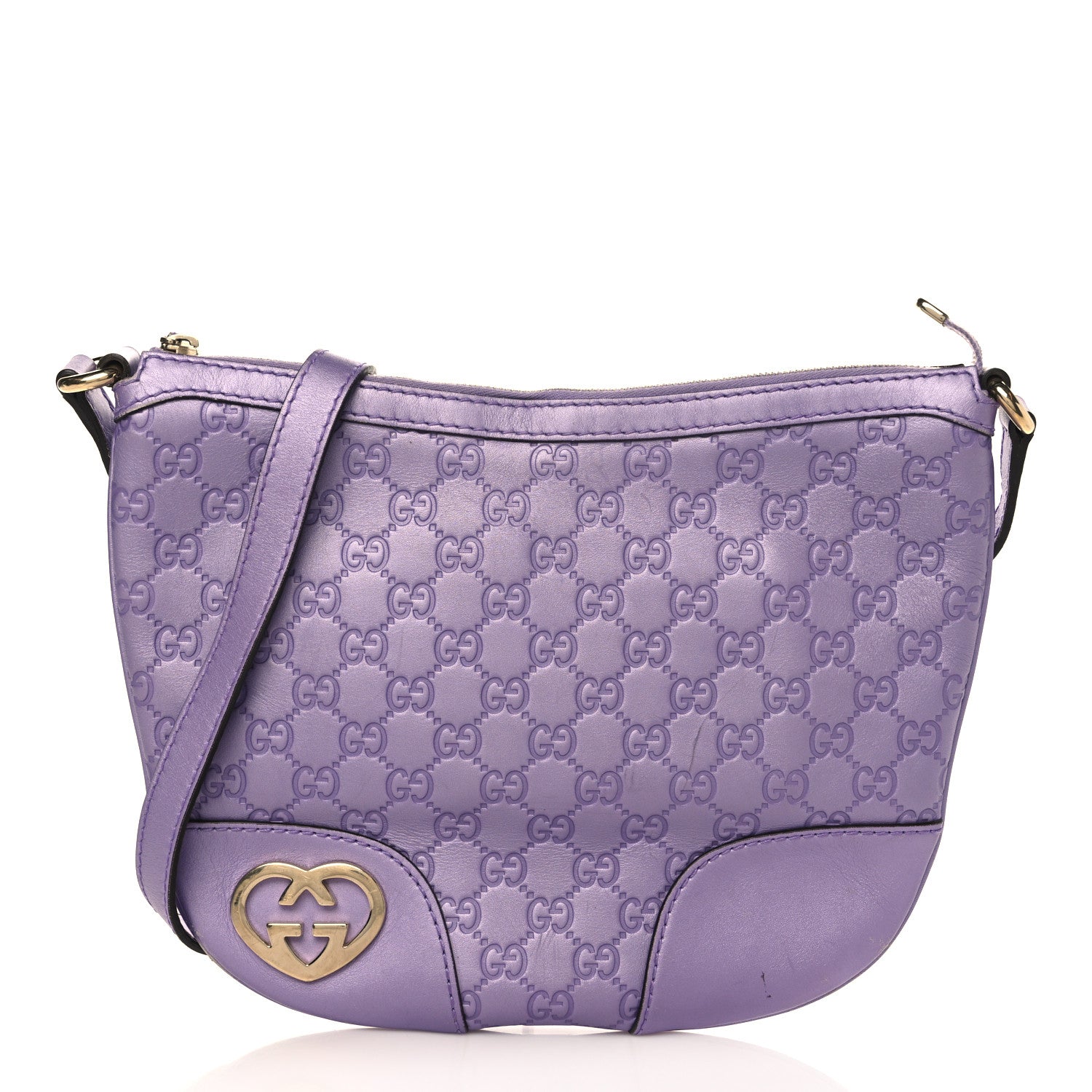 Gucci Metallic Soft Guccissima Small Lovely Heart Messenger Senanque 1 of 11