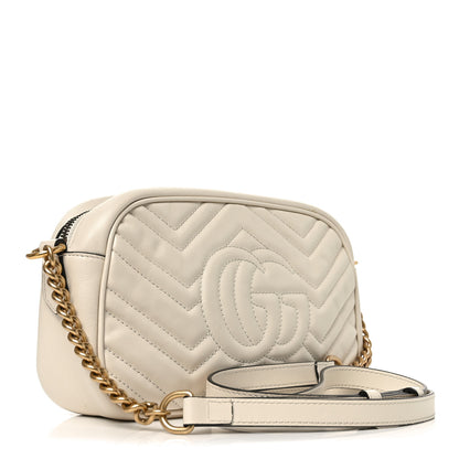 Gucci Calfskin Matelasse Small GG Marmont Chain Shoulder Bag White 2 of 12