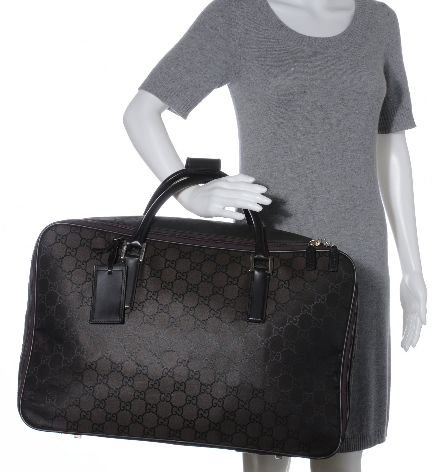 Gucci Nylon Monogram Small Lightweight Suitcase Luggage Brown 2 of 7