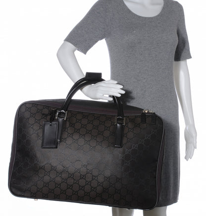 Gucci Nylon Monogram Small Lightweight Suitcase Luggage Brown 2 of 7