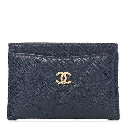 Chanel Caviar Quilted Card Holder Navy 1 of 9