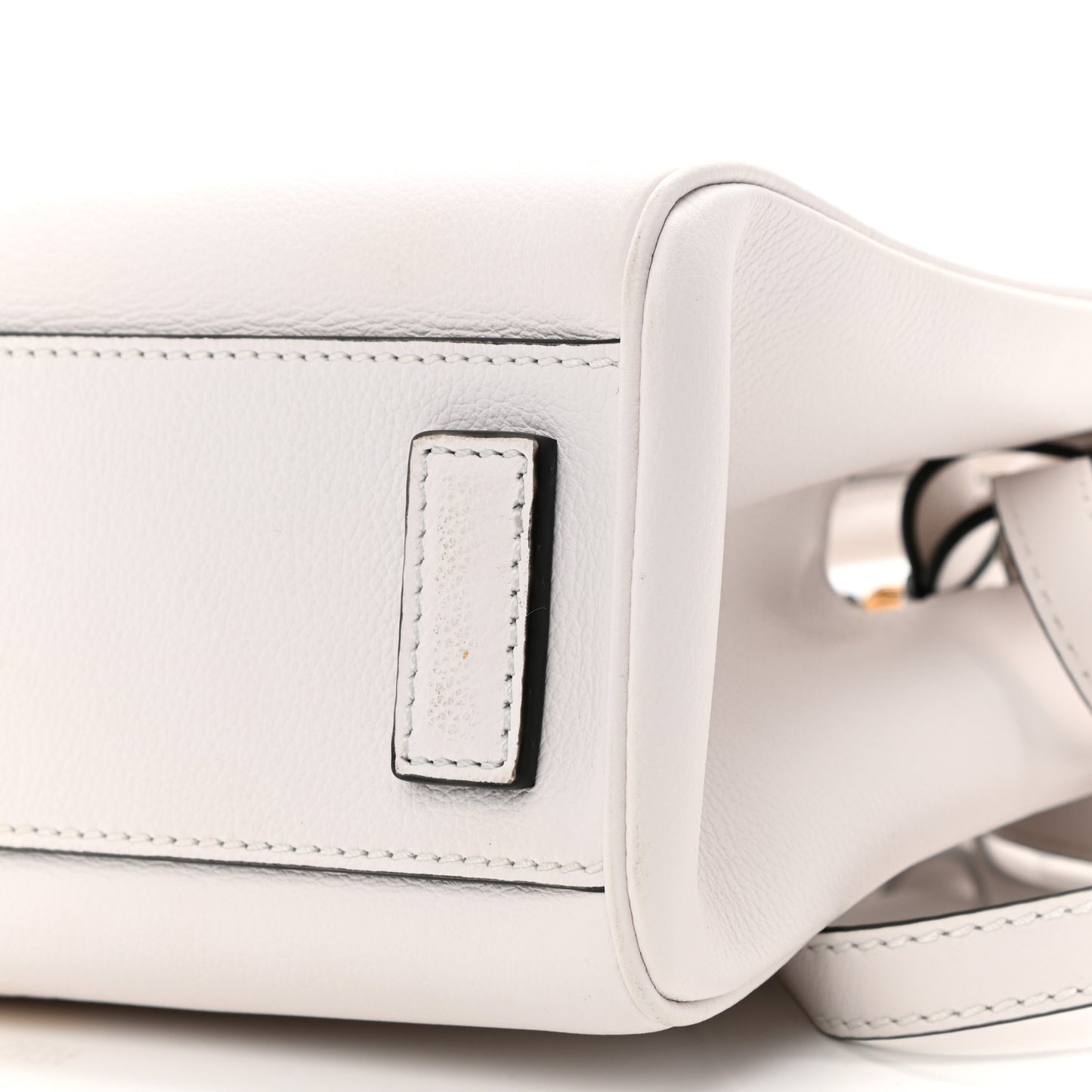 Grained Calfskin Small La Medusa Chain Tote White