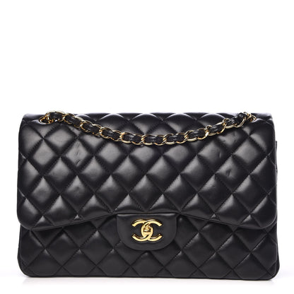 Chanel Lambskin Quilted Jumbo Double Flap Black 1 of 13