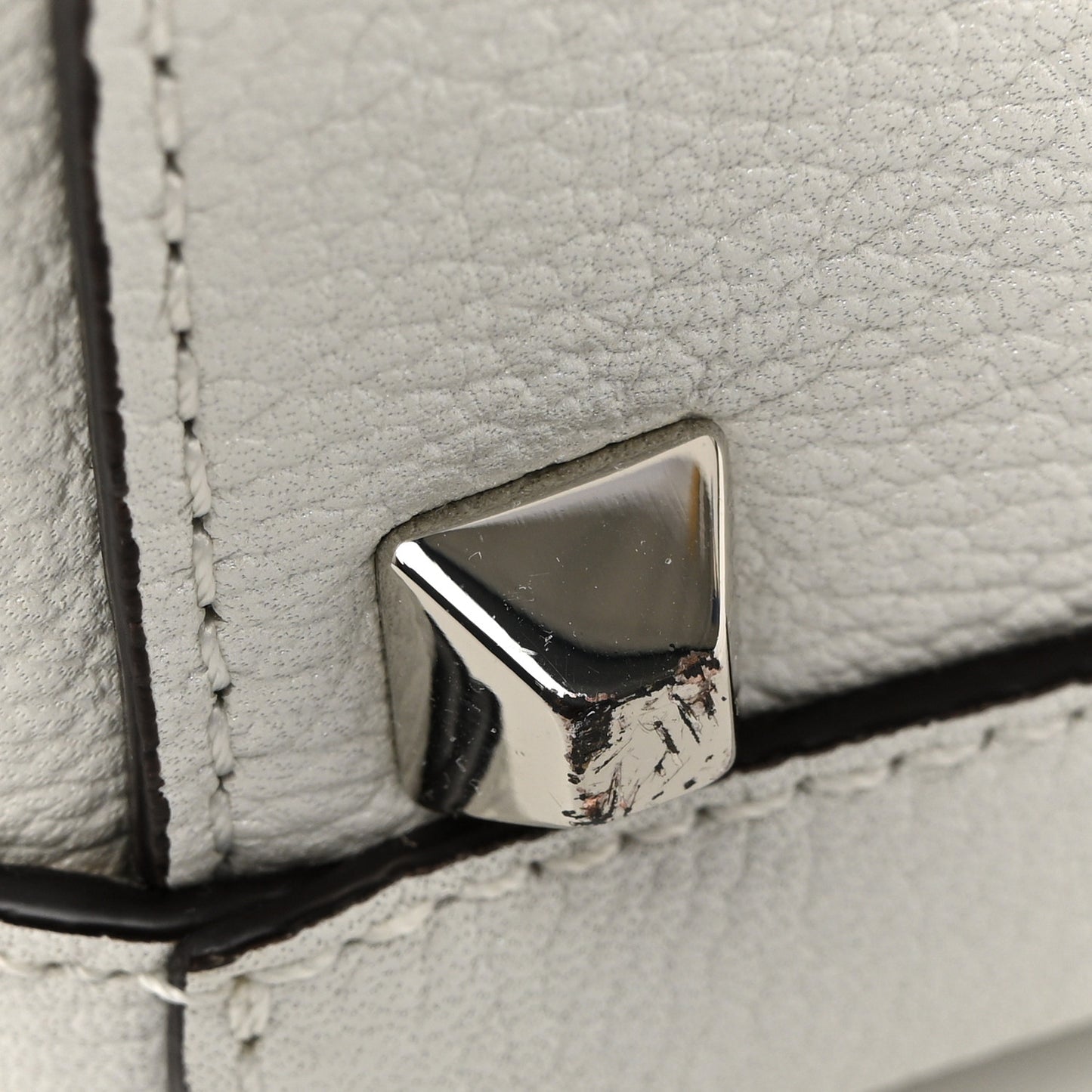 Grained Calfskin Medium Milla Convertible Backpack White Flake