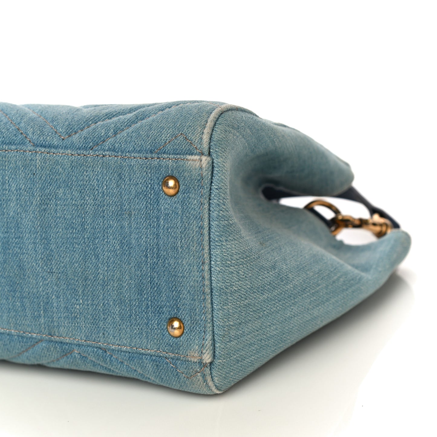 Denim Matelasse Small Pearly GG Marmont Tote Blue