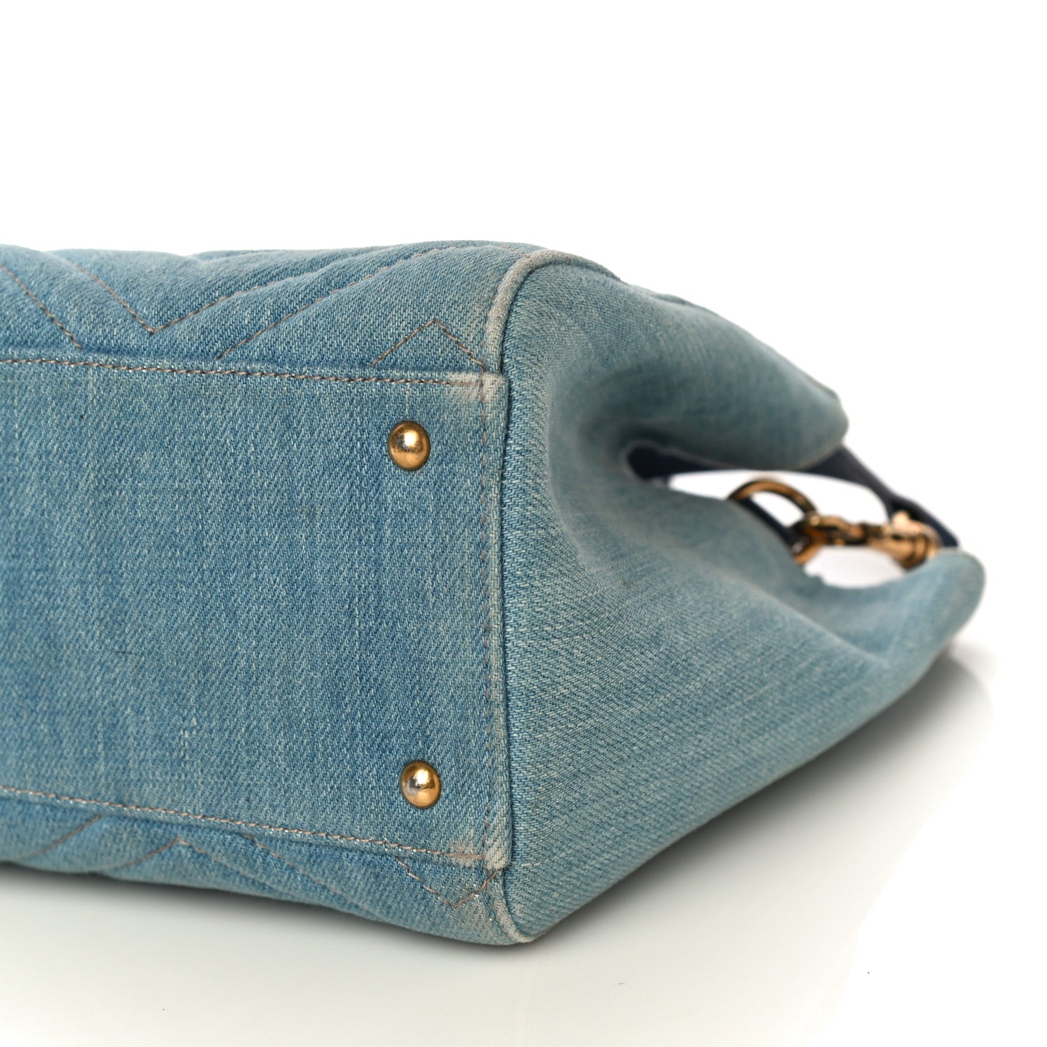Gucci Denim Matelasse Small Pearly GG Marmont Tote Blue 11 of 16