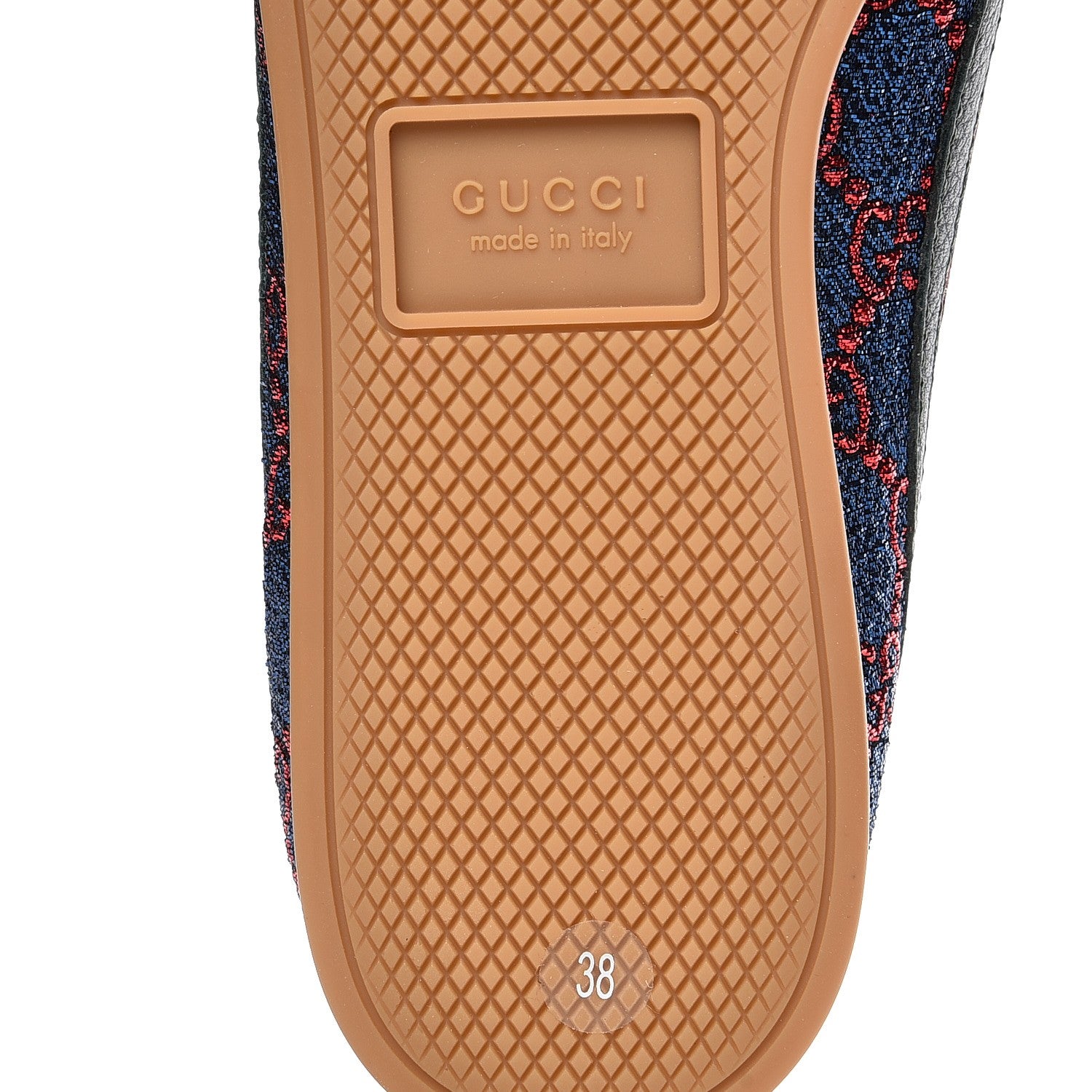 Gucci Lurex Calfskin Web GG Monogram Womens Falacer Sneakers 38 Iridescent Blue Iridescent Red Silver 7 of 10