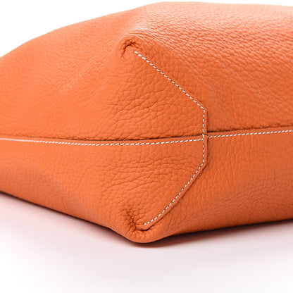 Hermes Taurillon Clemence Double Sens 36 Reversible Tote Gris Perle Orange 14 of 15