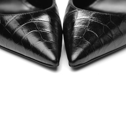 Saint Laurent Calfskin Crocodile Embossed Opyum 110 Pumps 39 Black 10 of 10