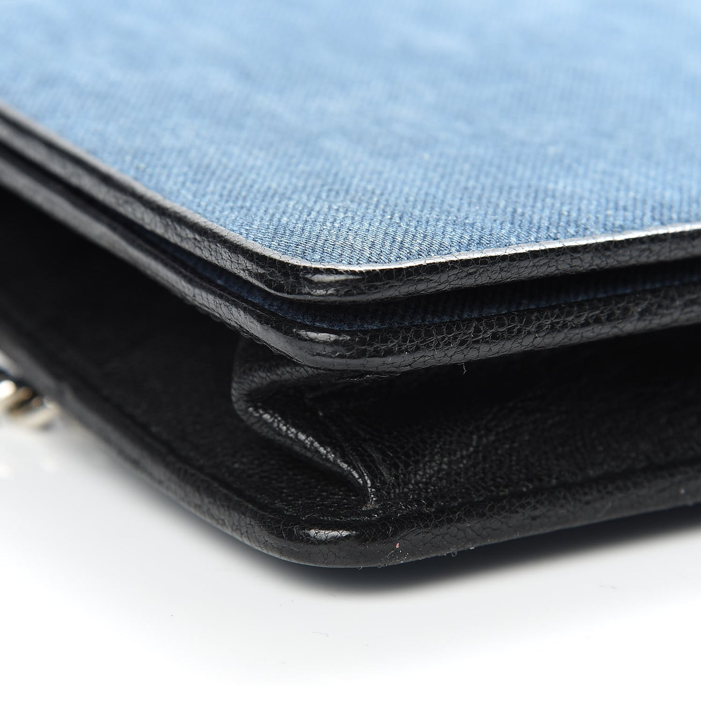 Denim Raccoon Fur Charm Crossbody Blue