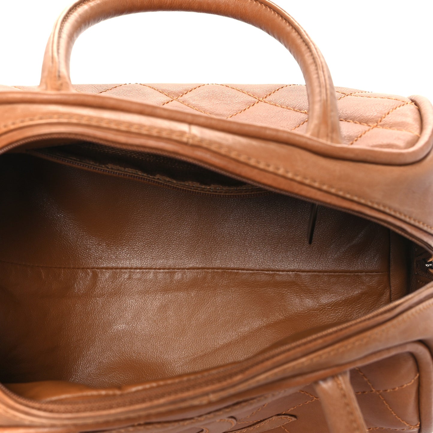 Calfskin Quilted Small Bowler Brown